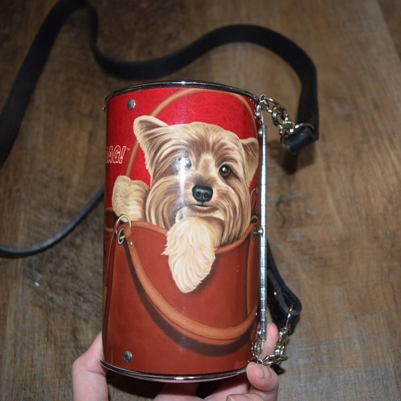 Vintage Littlearth "Yorkie in a bag" Bark-O Novelty Crossbody Canister Metal - Picture 4 of 10